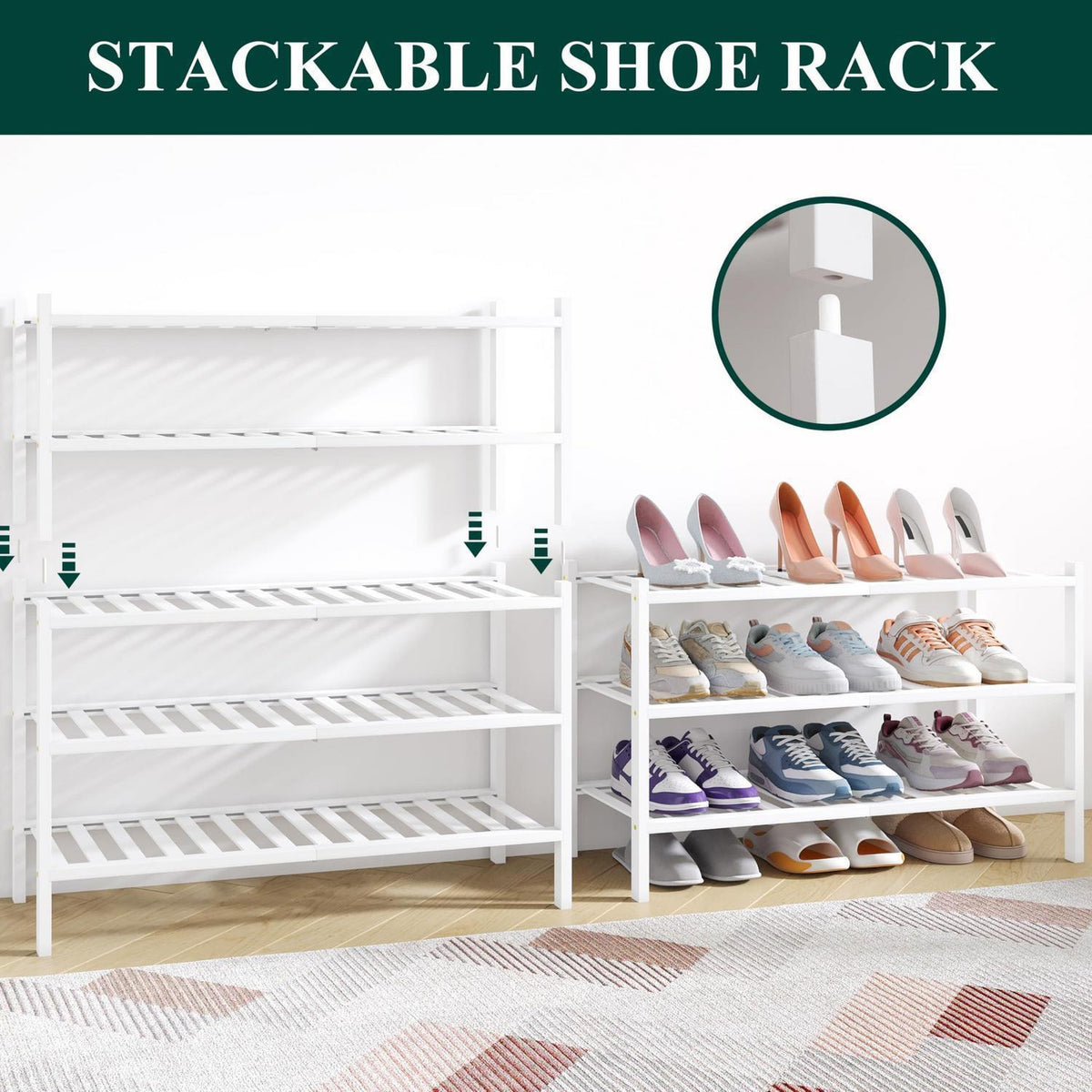 Bambus Schuhregal 3 Ebenen – Platzsparend & Stapelbar