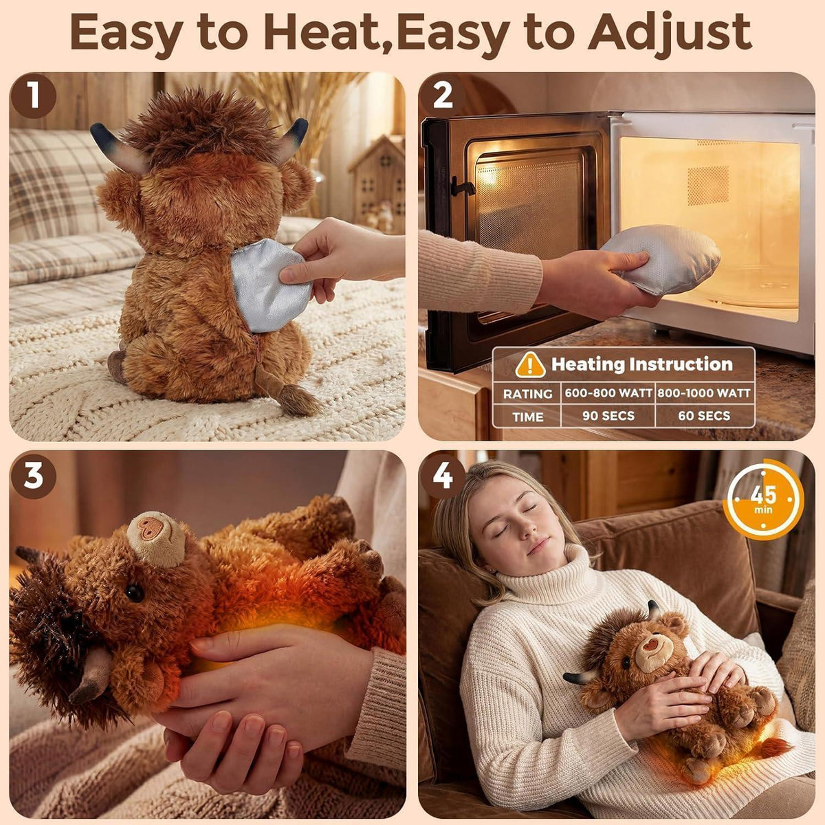 Mewaii Highland Cow Wärmekissen – Kuscheltier für Wärme & Geborgenheit