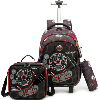 Schulranzen mit Rollen – Jungen Rucksack Rot Football