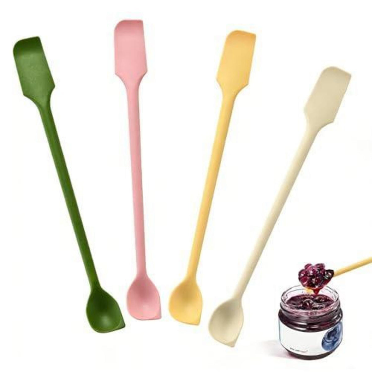 4er Set Mini Silikon Spatel – Teigschaber für Flaschen & Tiegel