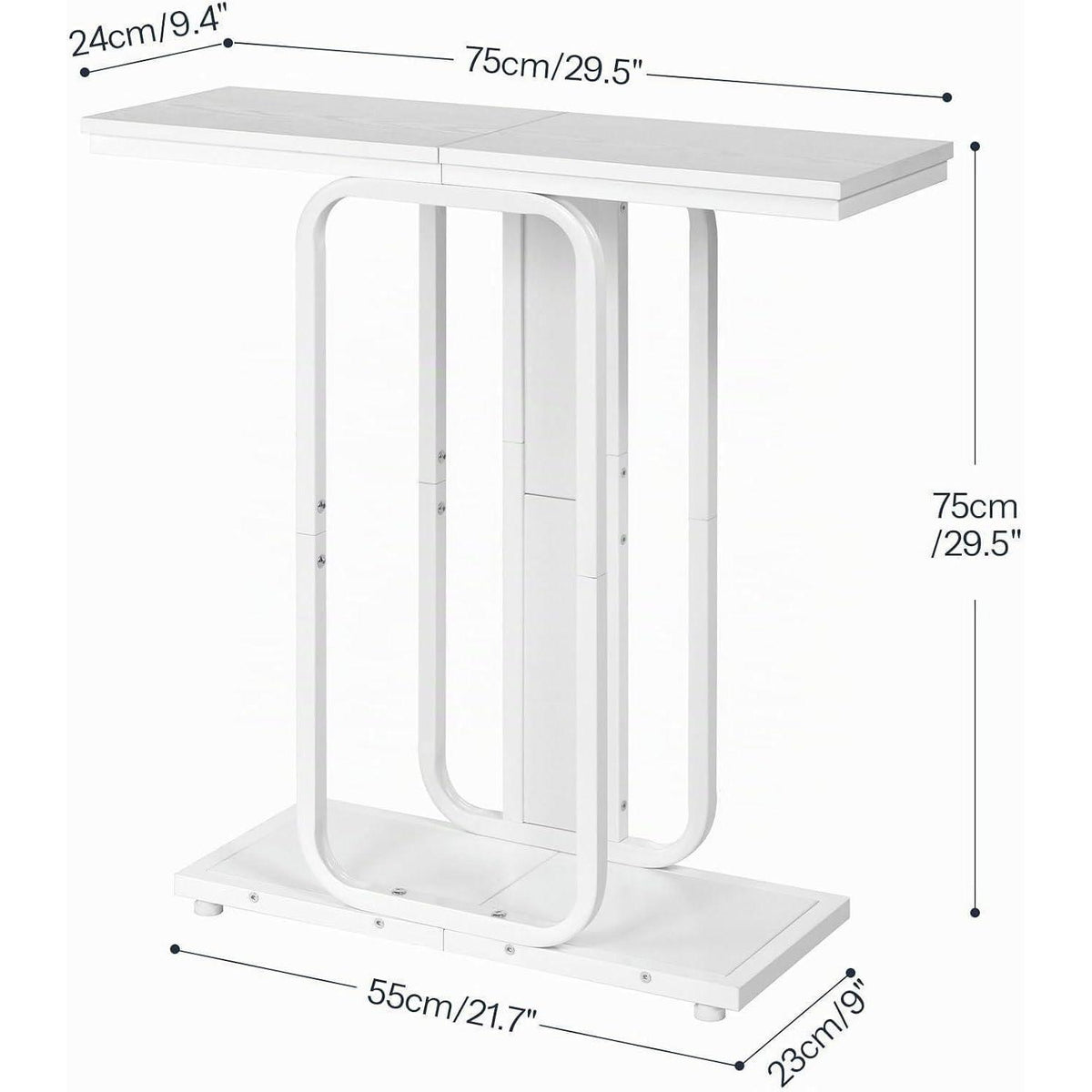 Weißer Konsolentisch mit geometrischem Gestell – Flurtisch & Sideboard