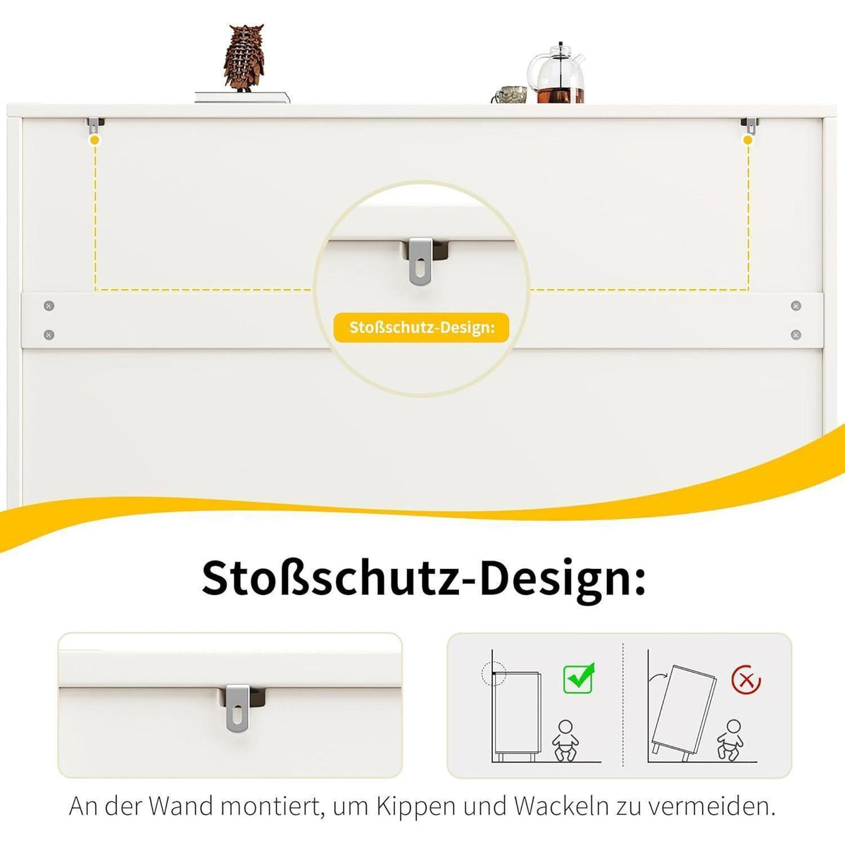 Weißes Sideboard mit Stauraum & Schubladen – 120x35x71 cm