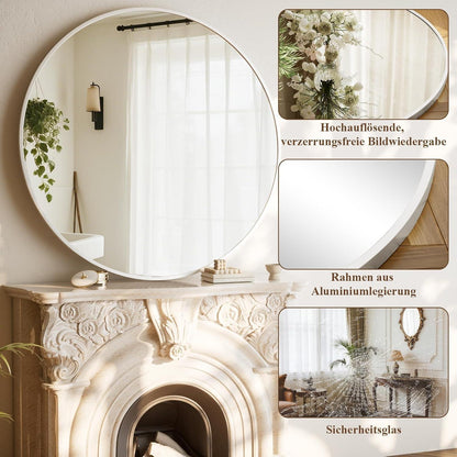Runder Wandspiegel 90cm mit Aluminiumrahmen – Badezimmer Spiegel