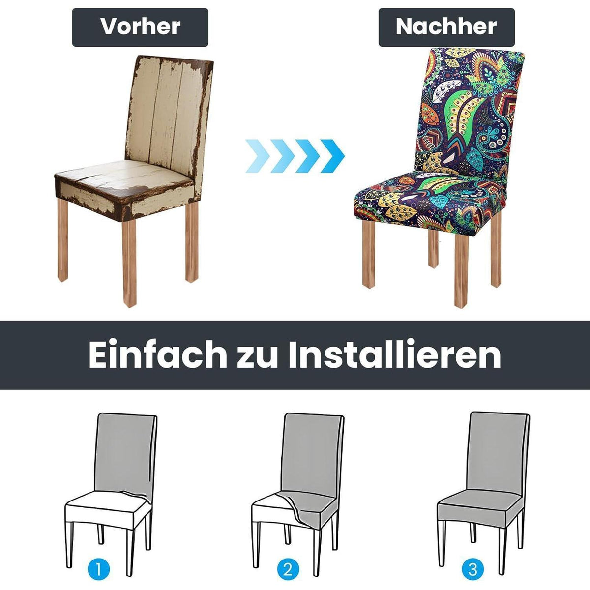 Stretch Stuhlhussen 6er Set – Elastische Möbelbezüge für Esszimmerstühle