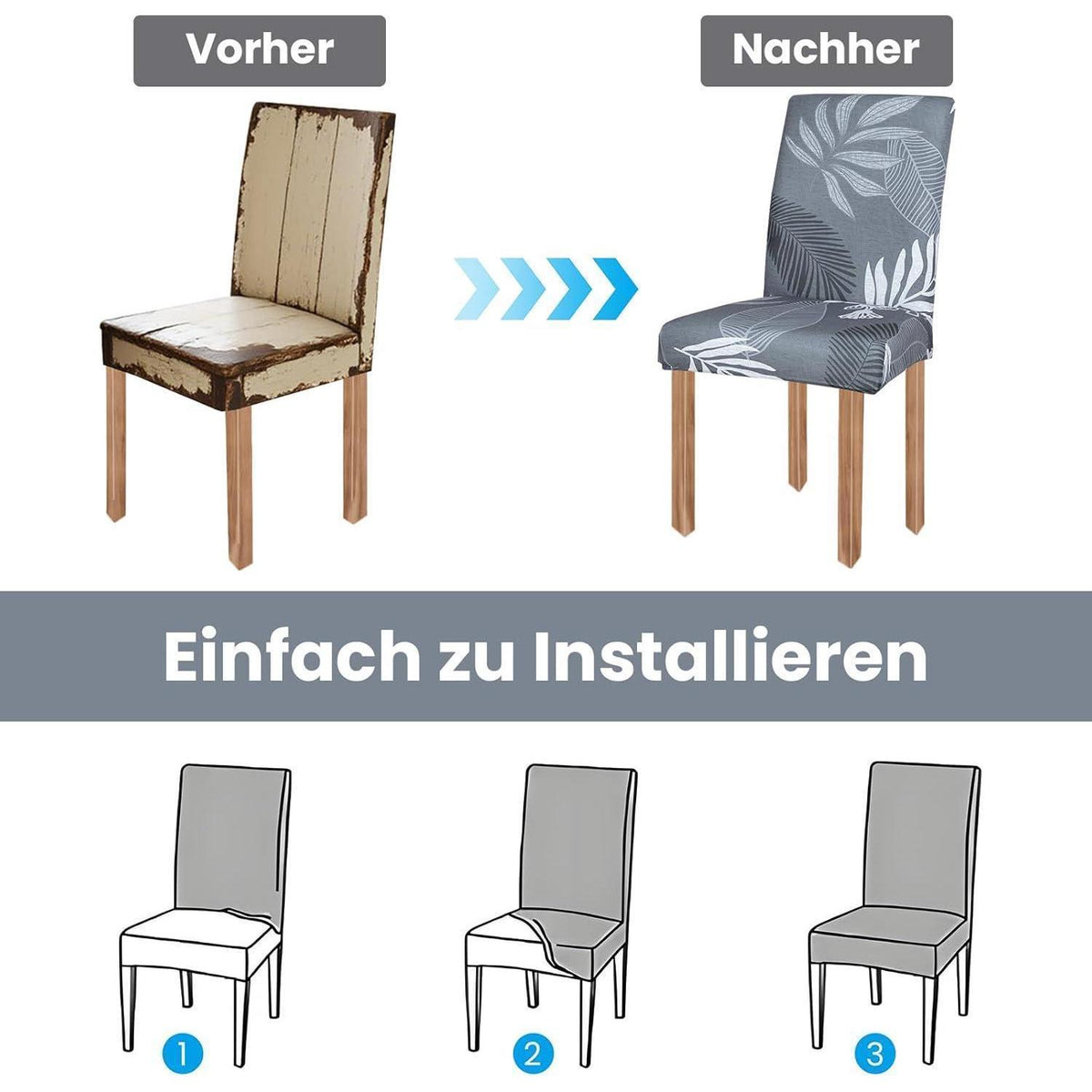 Stretch Stuhlhussen 4er Set – Elastische Möbelbezüge für Esszimmerstühle
