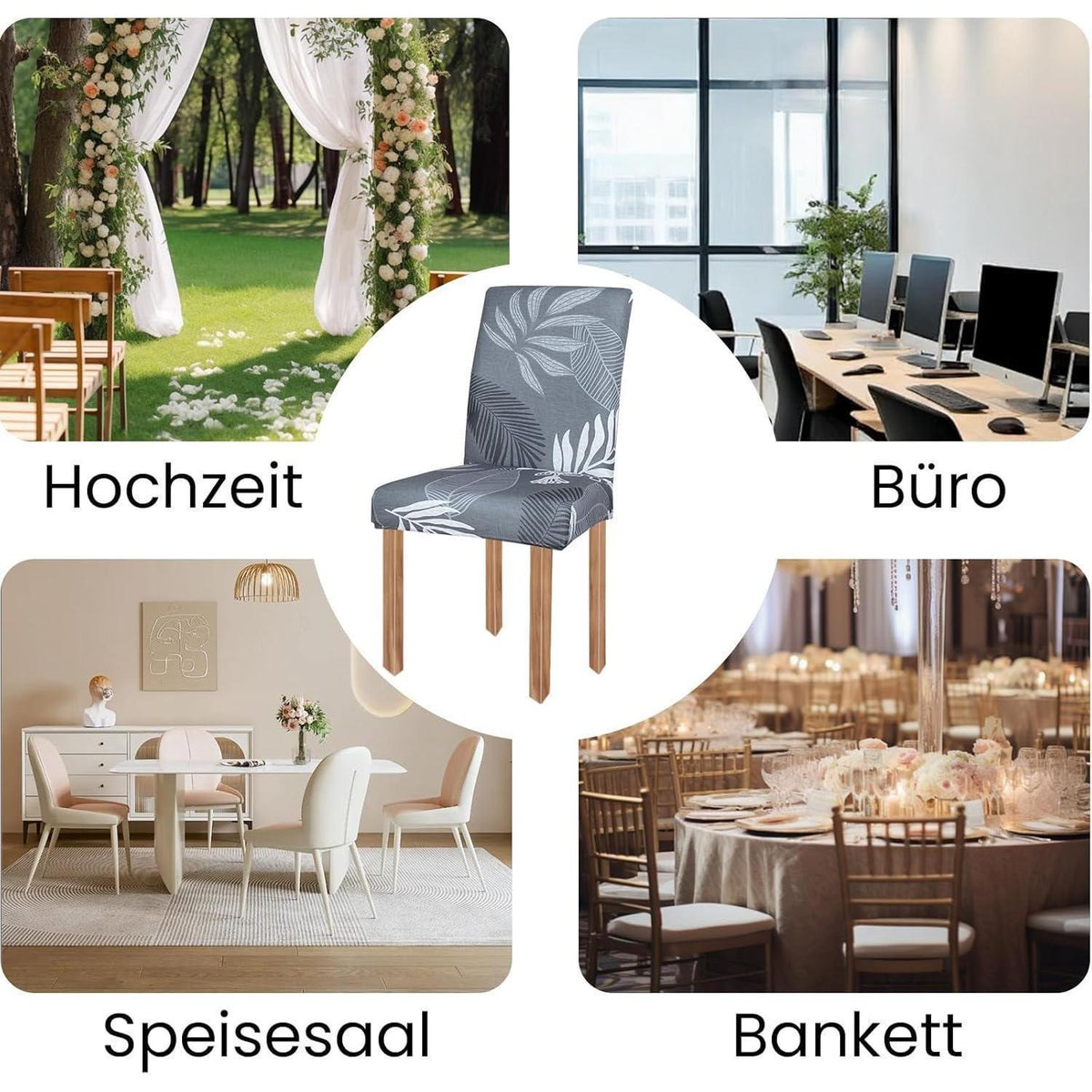 Stretch Stuhlhussen 4er Set – Elastische Möbelbezüge für Esszimmerstühle
