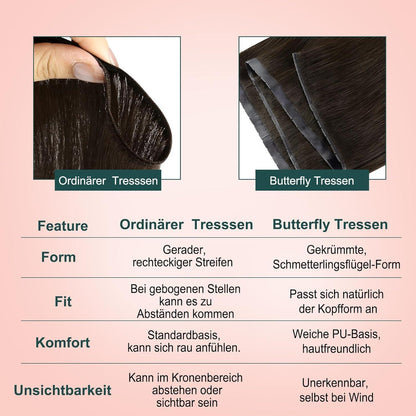 Echthaar Butterfly Tressen 60cm – Braun, Weich & Vielseitig