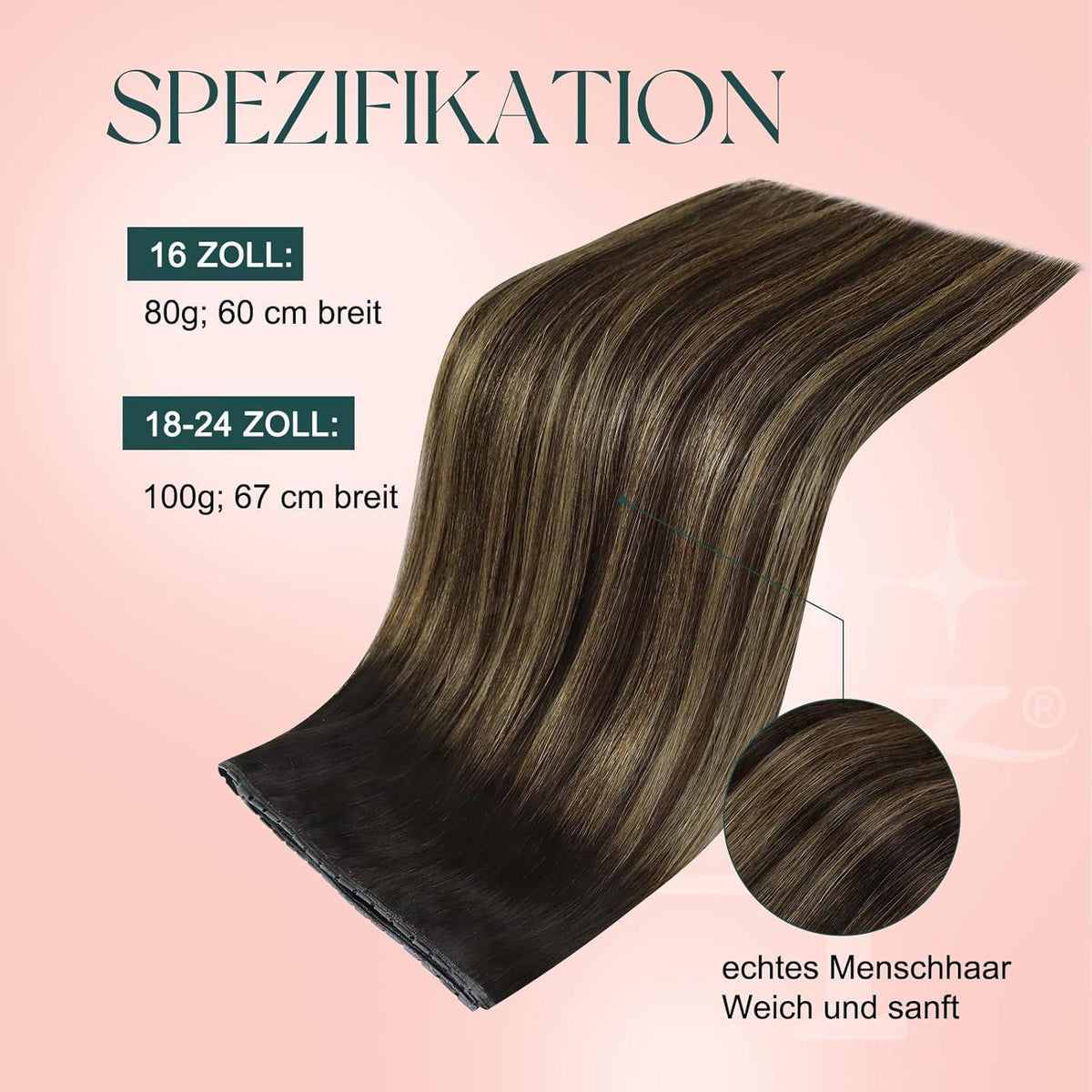 Braun Ombre Butterfly Tressen Echthaar 60cm