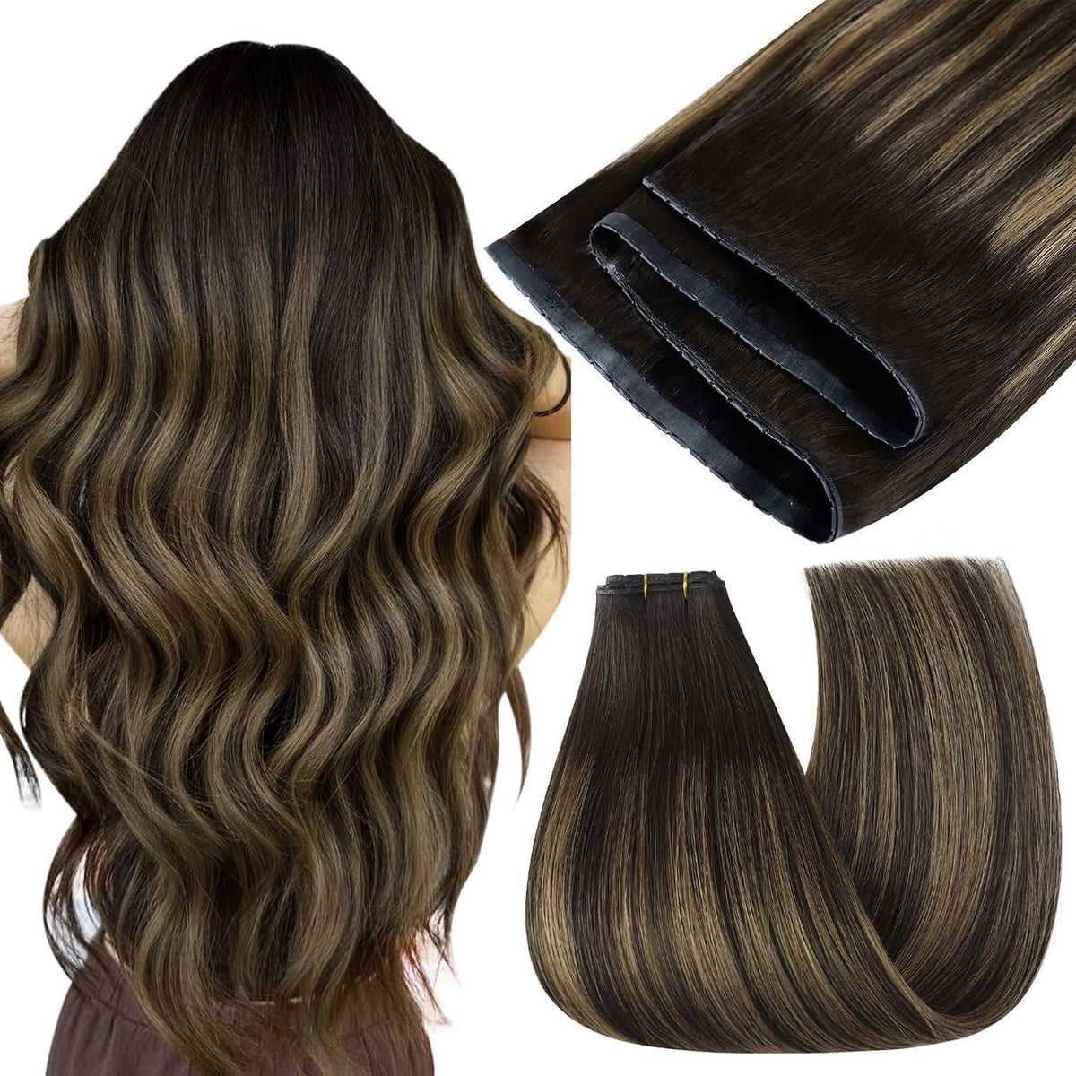 Echthaar Tressen Ombre Braun #2/8/2 – 55cm