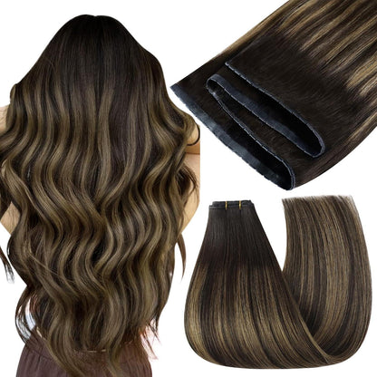 Echthaar Tressen Ombre Braun #2/8/2 – 55cm