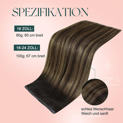 Echthaar Tressen Ombre Braun #2/8/2 – 55cm