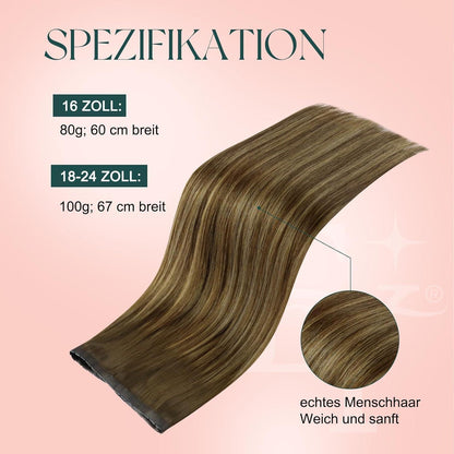 Butterfly Tressen Echthaar Braun Blond Ombre 60cm