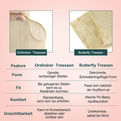 Blond Butterfly Tressen Echthaar 60cm – Weich & Vielseitig
