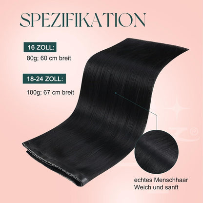 Butterfly Tressen Echthaar Schwarz – 60cm, 100g