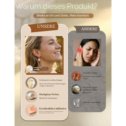 Ohrclips Damen 14K Gold Perlen Zirkonia Ohne Ohrlöcher