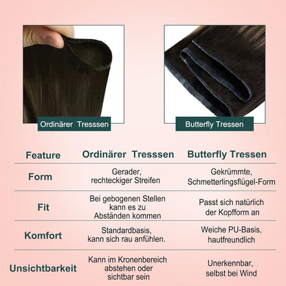 Braun Balayage Butterfly Tressen Echthaar Extensions 40cm