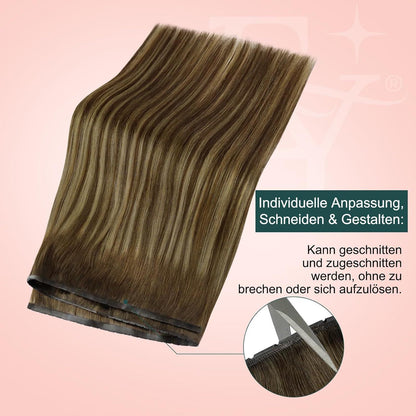 Echthaar Butterfly Tressen Ombre Braun Blond 45cm