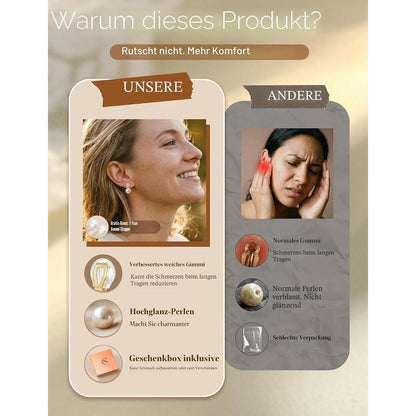 Ohrclips Damen 14K Gold Perlen Zirkonia Clip Ohrringe Ohne Ohrlöcher