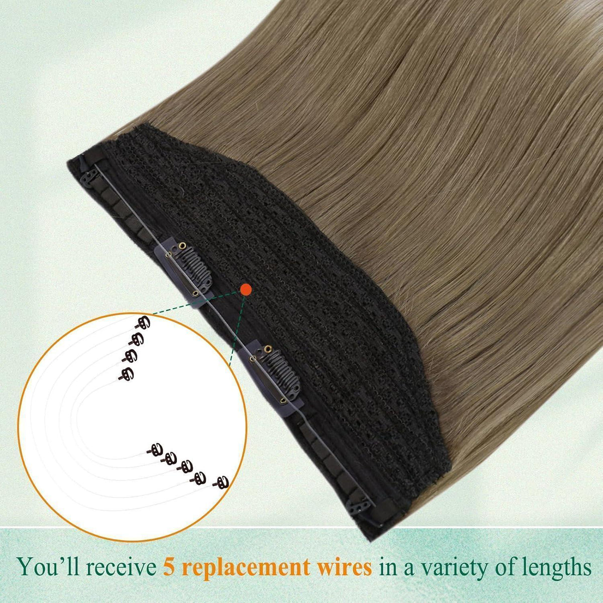 Echthaar Draht Extension Balayage Blond Ombre 50cm