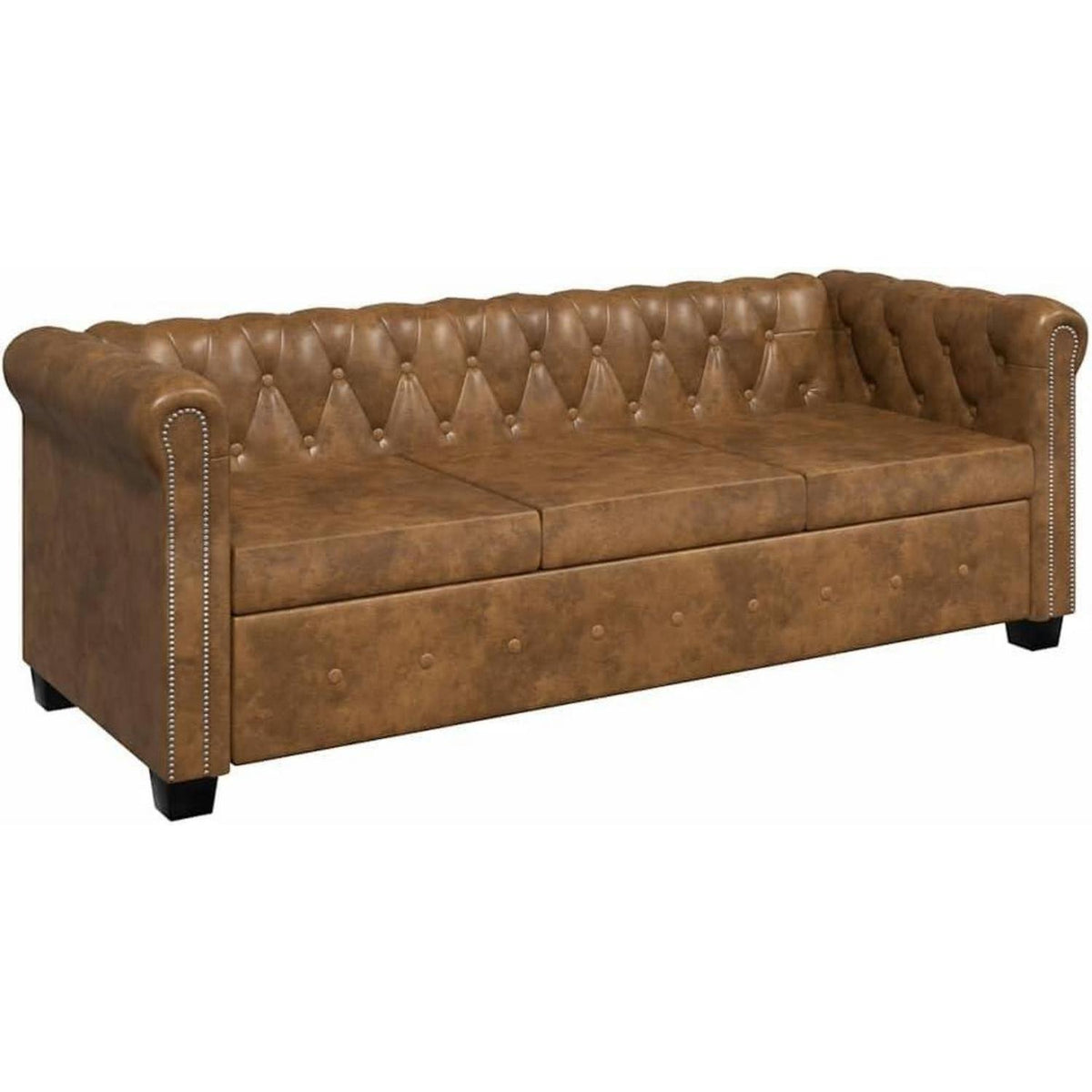3-Sitzer Chesterfield Sofa Braun in Lederoptik
