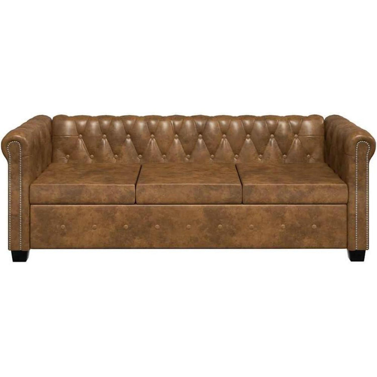 3-Sitzer Chesterfield Sofa Braun in Lederoptik