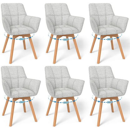 6er Set Drehstühle Samt, Hellgrau – Esszimmer & Wohnzimmer