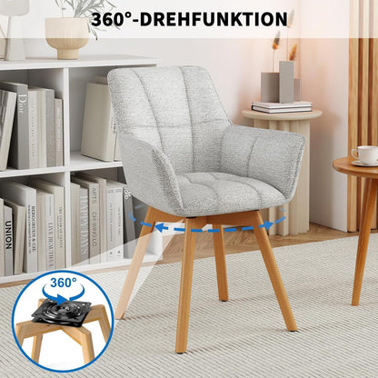 6er Set Drehstühle Samt, Hellgrau – Esszimmer & Wohnzimmer