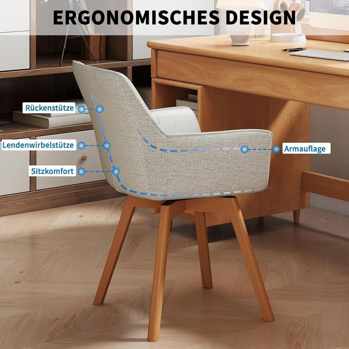 6er Set Drehstühle Samt, Hellgrau – Esszimmer & Wohnzimmer
