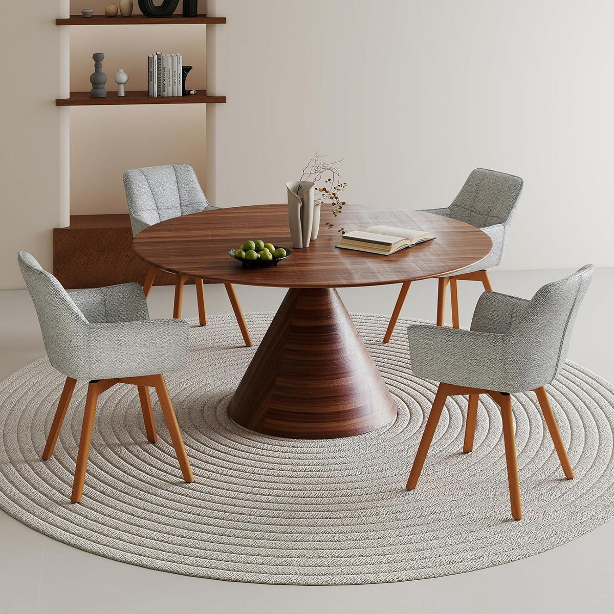 6er Set Drehstühle Samt, Hellgrau – Esszimmer & Wohnzimmer