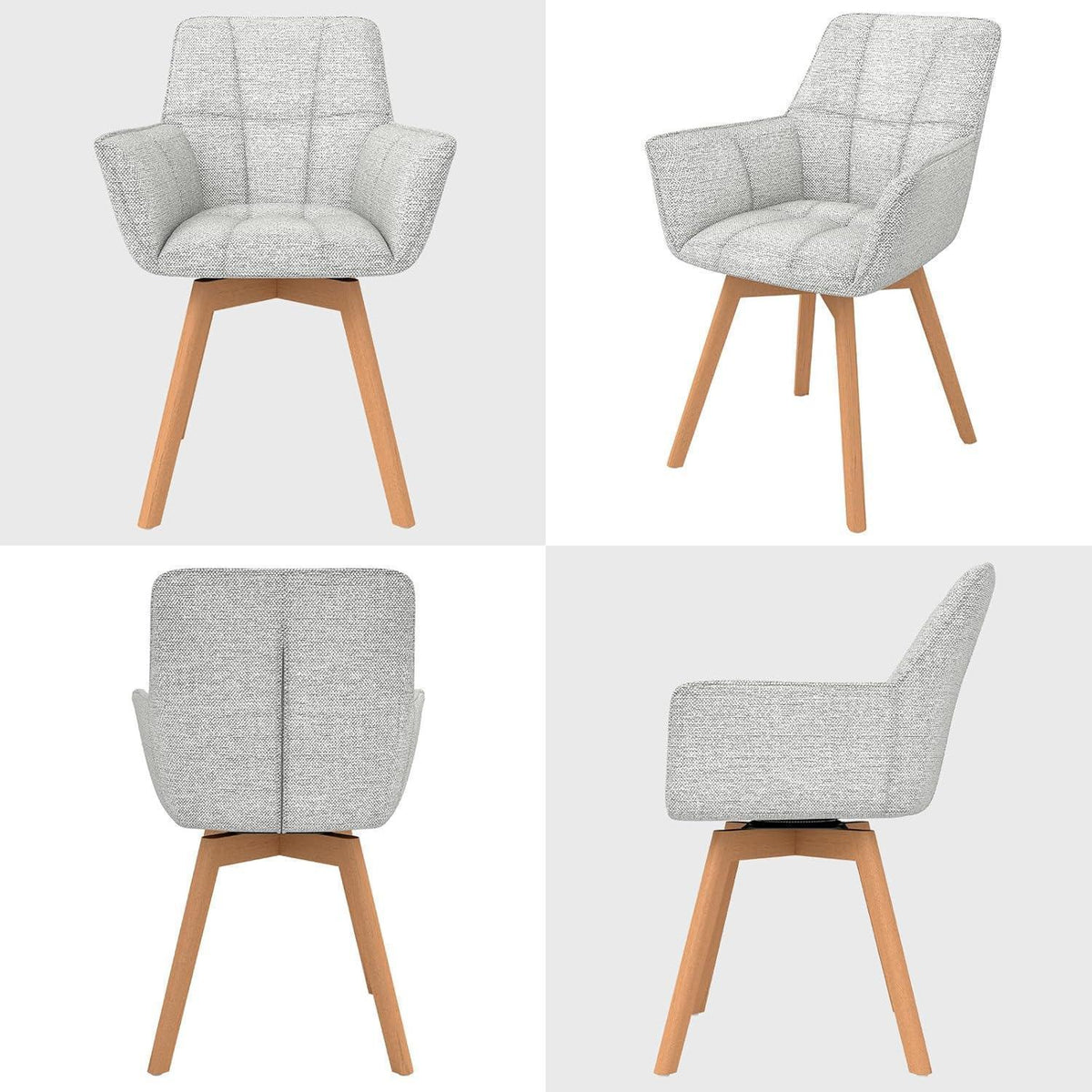 6er Set Drehstühle Samt, Hellgrau – Esszimmer & Wohnzimmer
