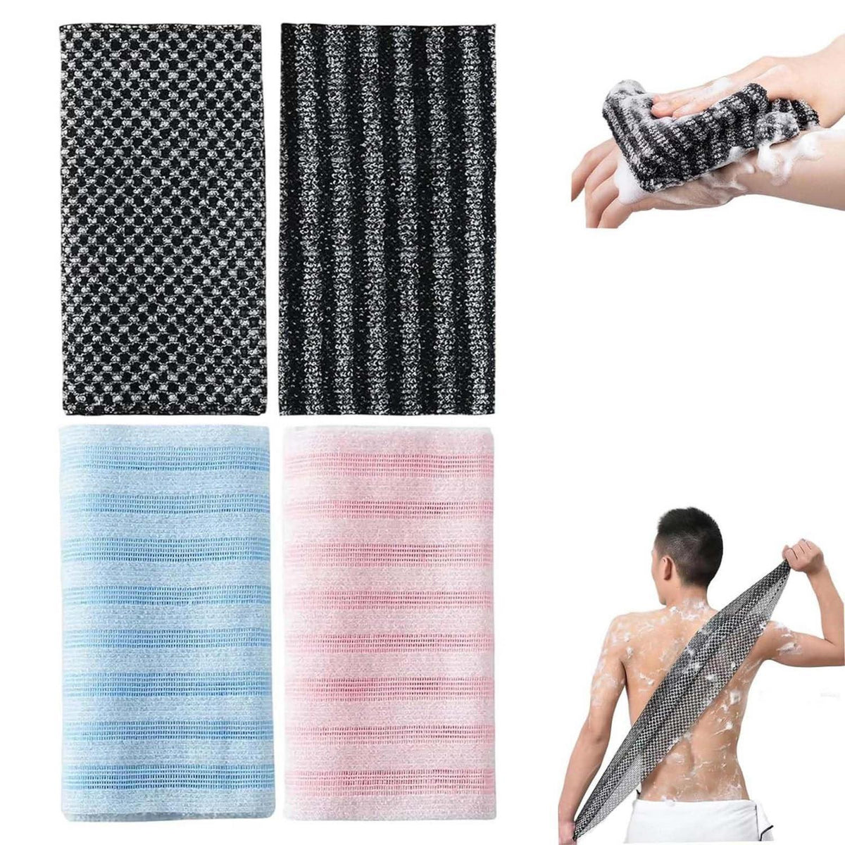 4x Japanisches Peeling-Handtuch für Tiefenreinigung