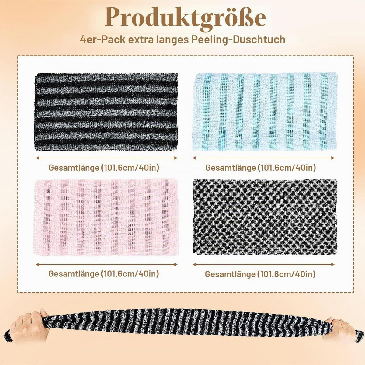 4x Japanisches Peeling-Handtuch für Tiefenreinigung