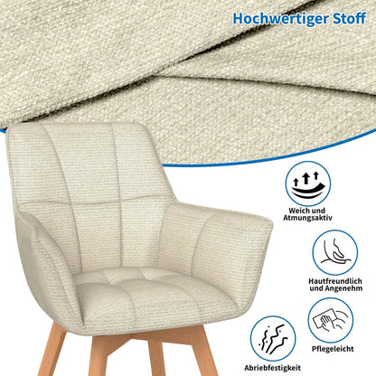 6er Set Drehstühle Samt Beige – Esszimmerstuhl mit Armlehnen