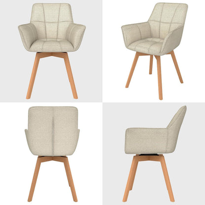 6er Set Drehstühle Samt Beige – Esszimmerstuhl mit Armlehnen