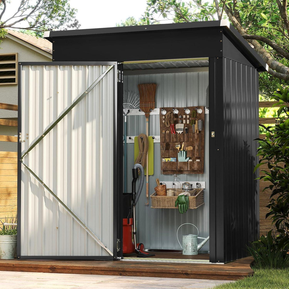 Metall Gerätehaus 150x91x185 cm – Pultdach & abschließbar