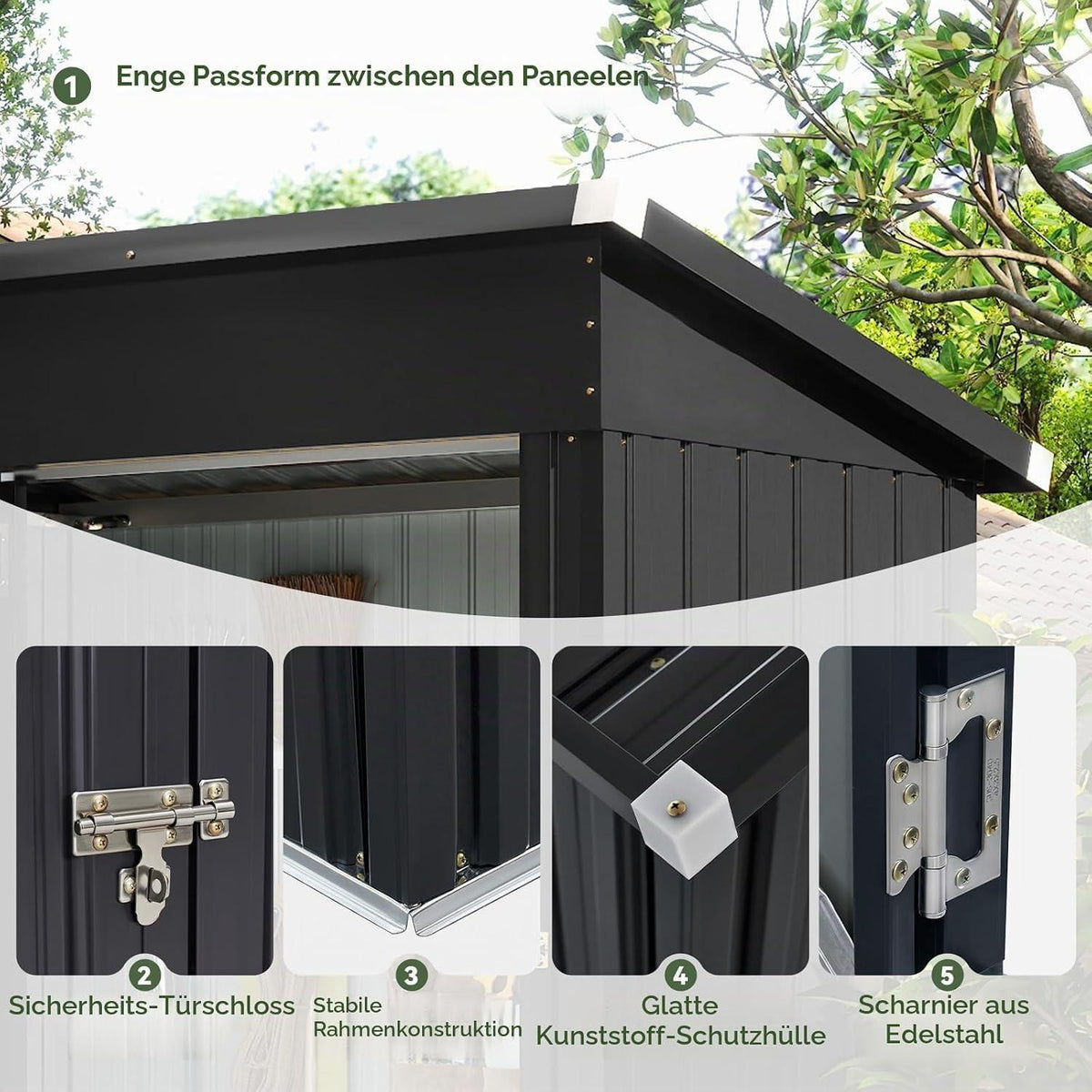 Metall Gerätehaus 150x91x185 cm – Pultdach & abschließbar