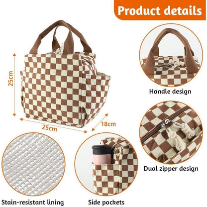 Kühltasche Damen 12L Cord Lunchtasche mit Seitentaschen