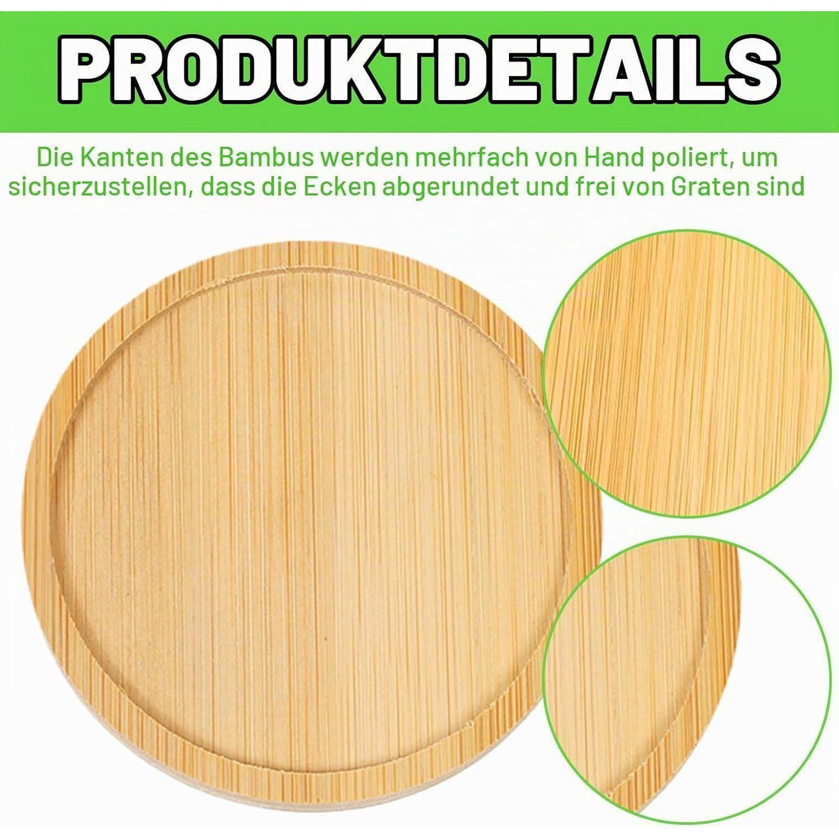 12 Holz Untersetzer Round Bambus - Möbel Schutz & Dekoration