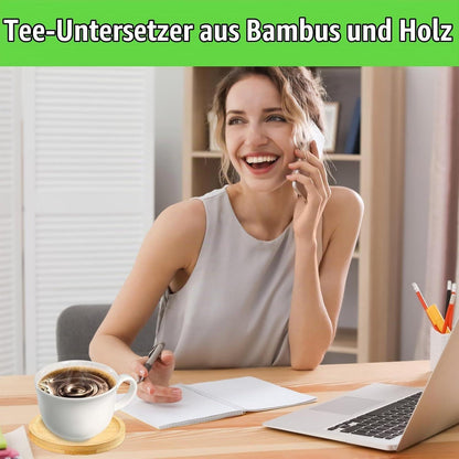 12 Holz Untersetzer Round Bambus - Möbel Schutz & Dekoration