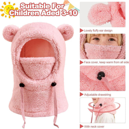 Kinder Thermo Sturmhaube Fleece 3-10 Jahre Dunkelrosa