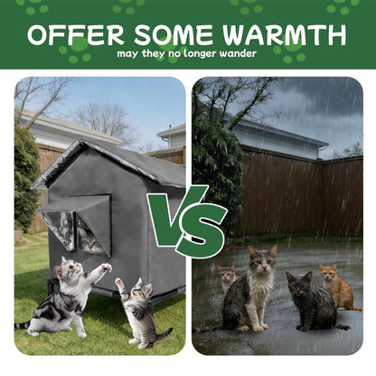 Wetterfestes Katzenhaus mit Isolierung & Matte