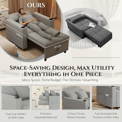 Extrabreites Schlafsofa 97cm – Schlafsessel mit Bettkasten & Getränkehalter