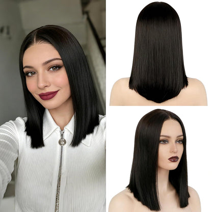 Schwarz Bob Perücke 45cm – Natürlicher Haaransatz
