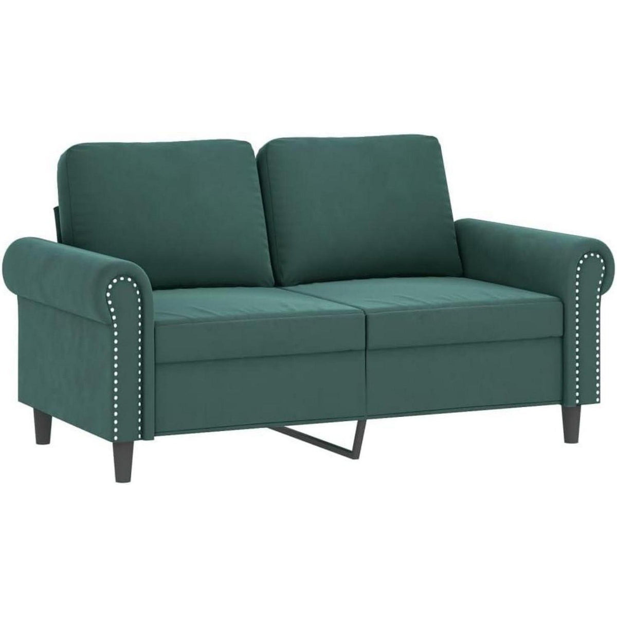 2-Sitzer Sofa Dunkelgrün mit Schlaffunktion & Zierkissen
