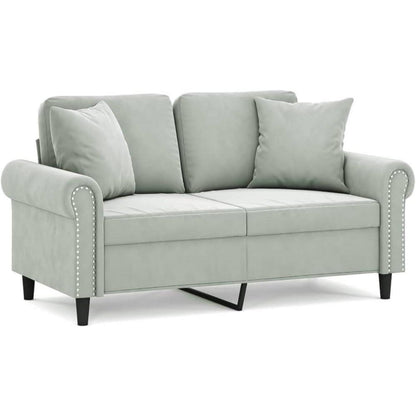 Samt Sofa Modern Kleines 2-Sitzer Sofa Hellgrau 120cm
