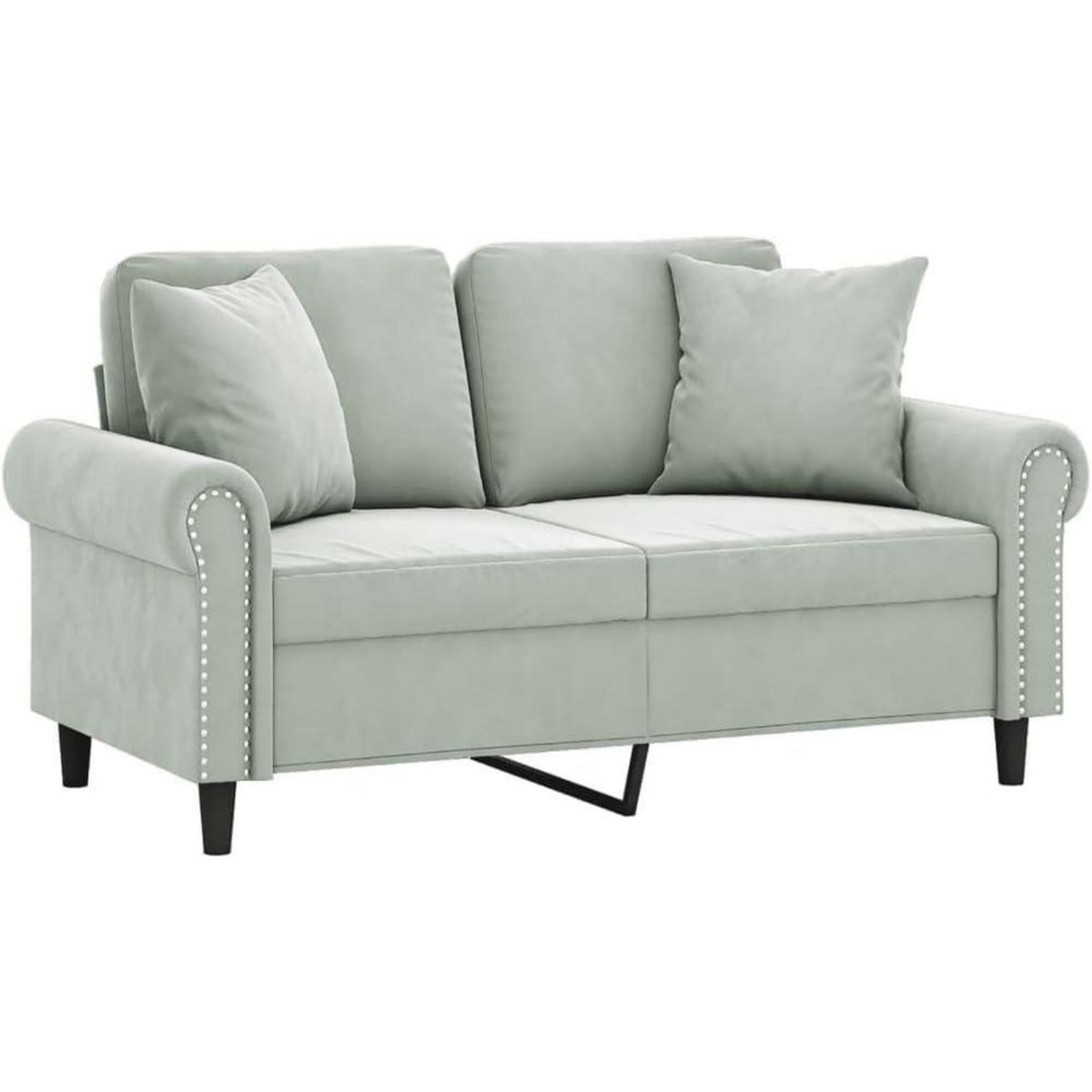 Samt Sofa Modern Kleines 2-Sitzer Sofa Hellgrau 120cm