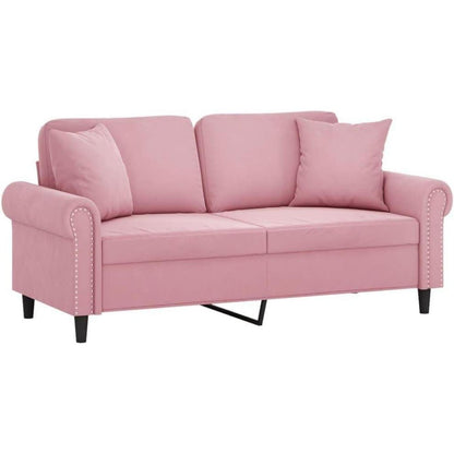 Rosa 2-Sitzer Sofa mit Samtbezug & Kissen – 140cm