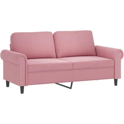 Rosa 2-Sitzer Sofa mit Samtbezug & Kissen – 140cm