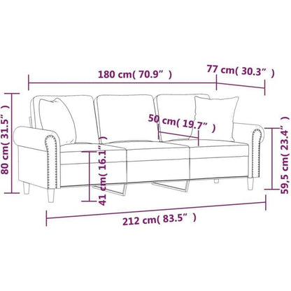 3-Sitzer Samtsofa Dunkelgrau – Modernes Mini Sofa mit Kissen