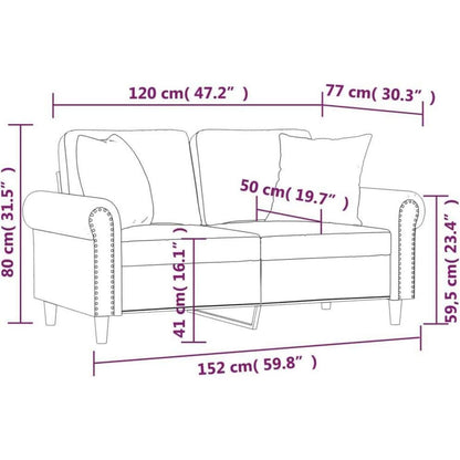 2-Sitzer Sofa Samt Schwarz – Modernes Mini Sofa mit Kissen